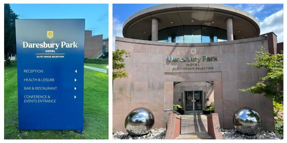 A collage of the Daresbury Park exterior signage.